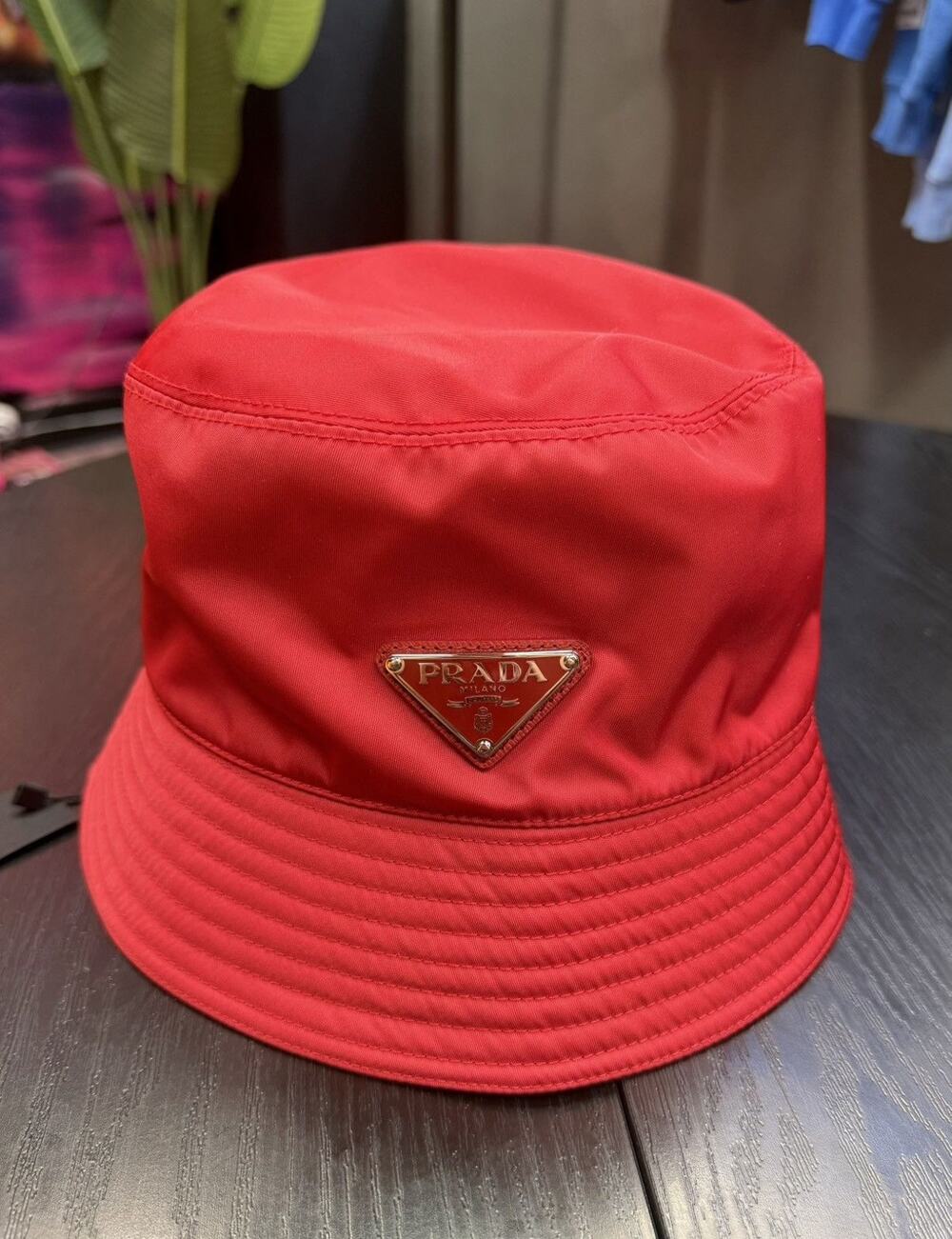 Prada Red Re-Nylon Bucket Hat Size Small